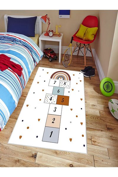 DERWARDEIN Digital Printed Machine Washable Children's Carpet Non-Slip t (Thin Tape)