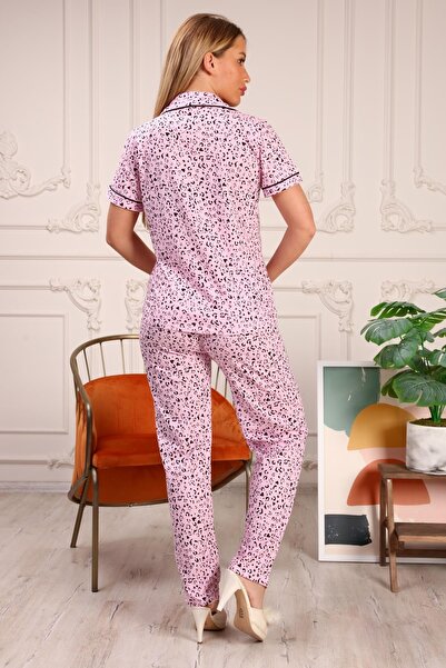 LadyMina Pijama Hamile Ve Lohusa Pembe Kalp Ikili Pijama Takımı