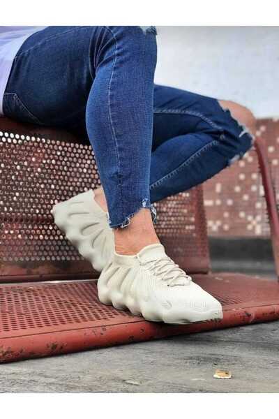 Elisay Moda YÜRÜMEK BIZIMLE GÜZEL Bej Sneaker Triko Spor Unisex Ayakkabı 1 Beden Büyük Tercih Etmelisiniz.