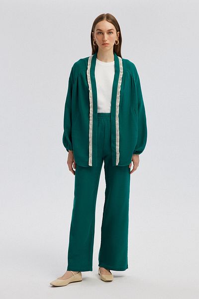 Touché Privé Set kimono de muselină cu dantelă