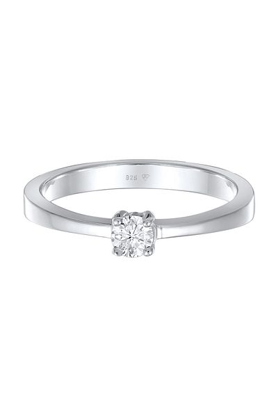 ELLI Dámský zásnubní prsten Solitaire s laboratorně pěstovanými diamanty (0,17 CT) ze sterlingového stříbra 925