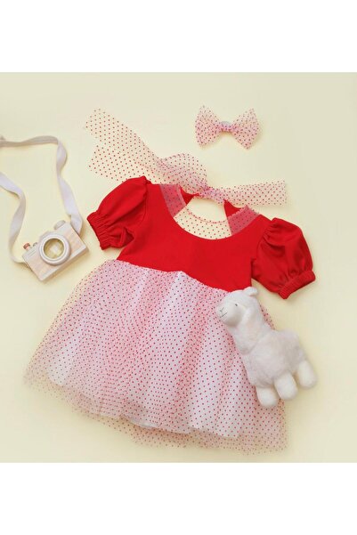 babymoon kids PUANTİYELİ TÜLLÜ PARTİ ELBİSESİ