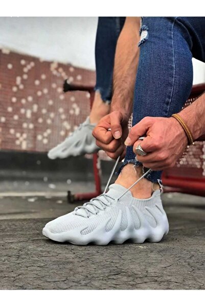 Elisay Moda YÜRÜMEK BIZIMLE GÜZEL Gri Sneaker Triko Spor Unisex Ayakkabı 1 Beden Büyük Tercih Etmelisiniz.