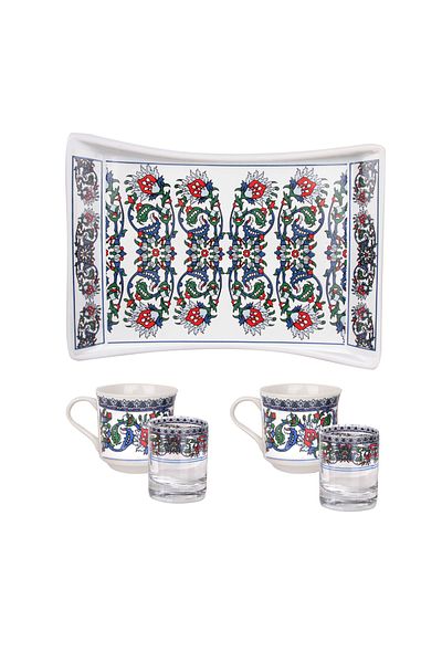 AYBABA STORE Coffee Presentation Set for Two with Ottoman Tulip Motif