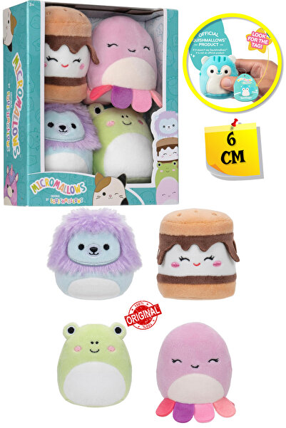TOYFEST Micromallows Squishmallows Mini Yumuşak Peluş Oyuncak 4 lü Figür Seti...