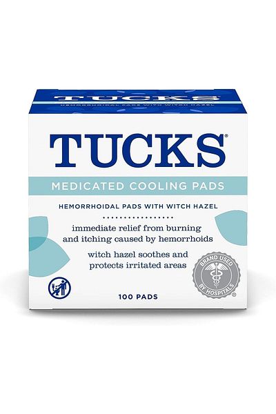 Tucks Medical cooling pad for hemorrhoids and postpartum women from Taks, pack of 100 pads.