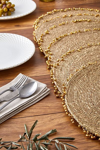 Cornella Seagrass Wicker Round American Serving Supla Gold Set of 6