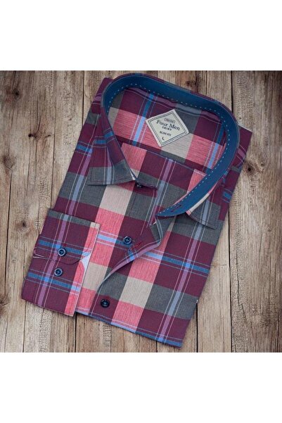 EREN STYLE Pamuk paketa ružičastih muških košulja dugih rukava ( Slim fit uzo...