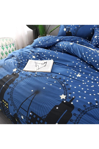 fulina 4-Piece Floral Printed Duvet Cover Set Multicolour Queen