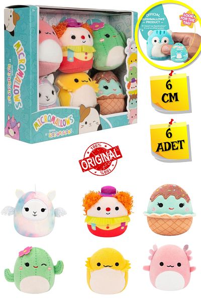 TOYFEST مجموعة مجسمات صغيرة من القطيفة الناعمة من Micromallows Squishmallows مكونة من 6 قطع - 6 سم - موديل - 1