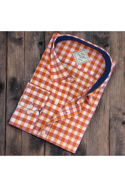 EREN STYLE Pamuk paketa narandžastih muških košulja dugih rukava ( Slim fit u...