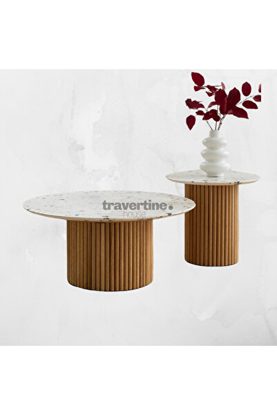 travertine house 2'li Mermer Orta Sehpa