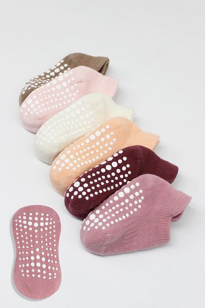 Eng Bistyle 6-Piece Dusty Rose Sneakers - Non-Slip Combed Socks Bs20102