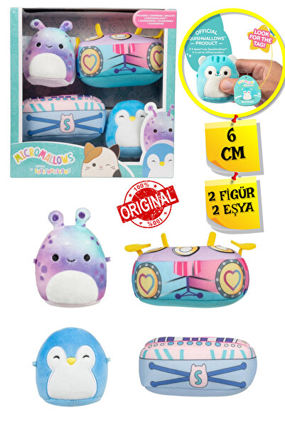 TOYFEST Micromallows Squishmallows Mini Soft Plush Toy Set 2 Figures + 2 Accessories - 6 cm - Mod-2