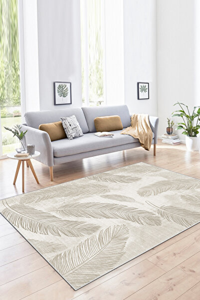Halise Home Tüy Desenli Kaymaz Tabanlı Yıkanabilir Baskılı Halı Yolluk