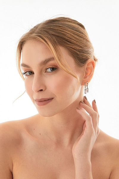 Fulla Moda Stoned 3-Piece Clip Earrings