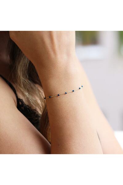 Glorria Kadın Altın Mavi Taşlı Bileklik DM0050-M