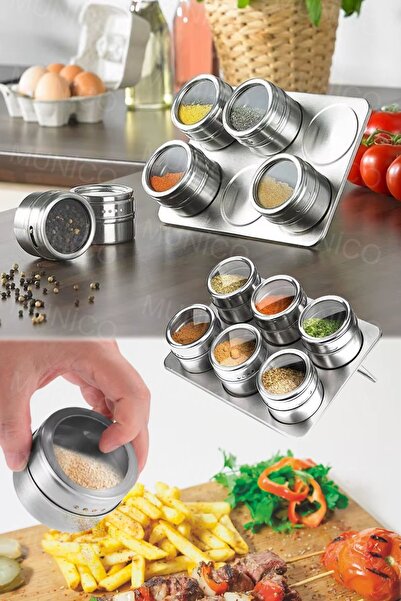 Munico Paslanmaz Çelik Kullanışlı İyi Sızdırmazlık 6 Kapaklı Manyetik Baharat...
