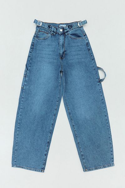 Fulla Moda Pantaloni largi pentru fete, 100% bumbac, cu cataramă în talie, cu buzunar cargo