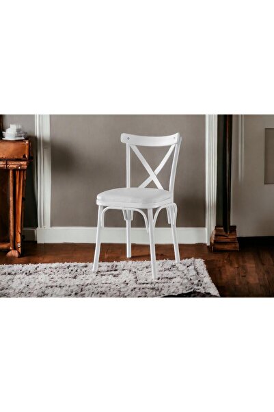 Levent Mobilya Aksesuar BAHAR ÇAPRAZ SANDALYE, BEYAZ