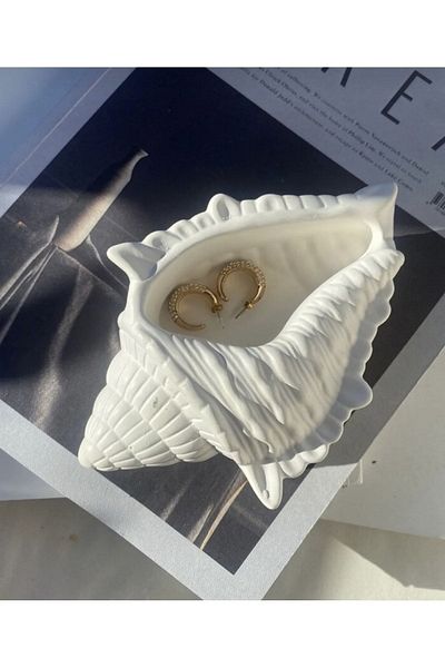 Minima Art Studio Decorative Seashell Shaped Jewelry Plate Candle Bowl Multi-Purpose Bowl