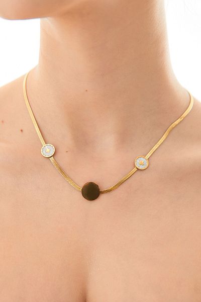 Fulla Moda Flowered Italian Chain Steel Necklace