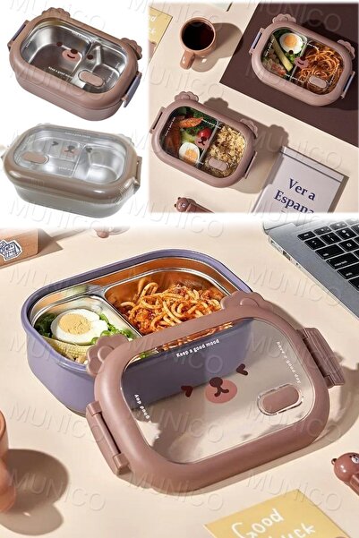 Munico Pratik Mikrodalgada Düzenleyici Ayrılabilir Yaratıcı Öğrenci Bento Kut...