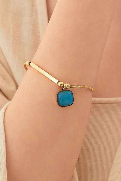 Fulla Moda Dangle Stone Steel Bracelet