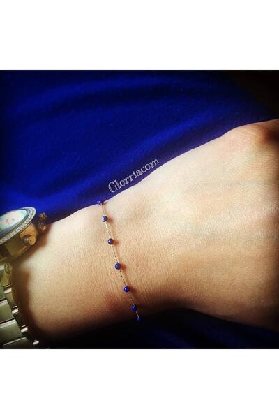 Glorria Kadın Altın Mavi Taşlı Bileklik DM0050-M