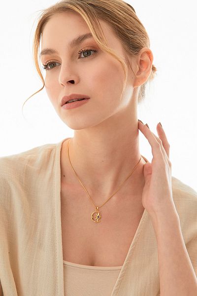 Fulla Moda Sun and Moon Steel Necklace