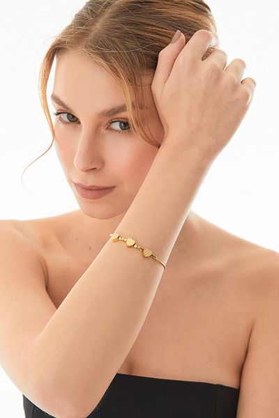 Fulla Moda Beaded Heart Steel Bracelet