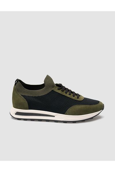 Cabani Knitwear Green Lace-Up Men's Sports Shoes