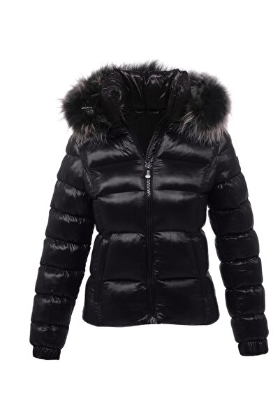 G-FOX Women's Short Removable Natural Fur Hooded Padded down Coat 8347