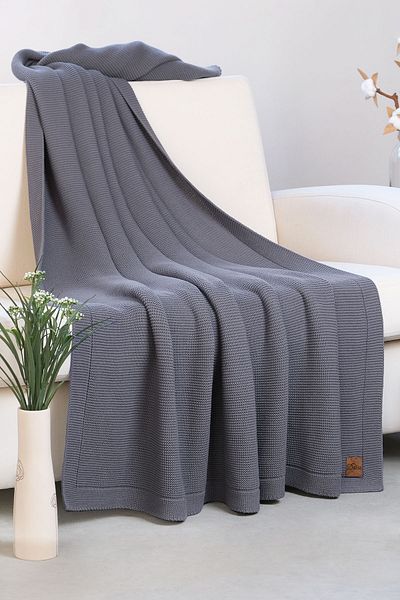 DALİSA Alina 100% Organic Cotton Breathable Cover, Mesh Sofa Shawl, Tv Blanket