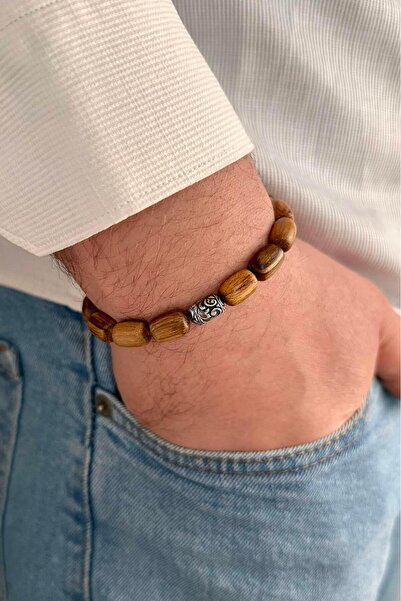 dergah tesbih Kokulu Öd Ağacı Gümüş Detaylı Bileklik