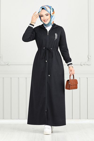 ModaMerve 1977FON1064-M Ναυτικό Hijab Φούστα - Λεπτομέρεια από πέτρα