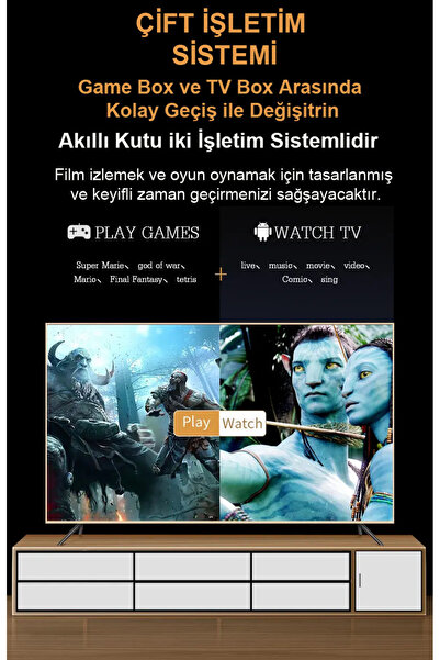 Dobe X12 500GB Android TV+GAME CUBE 4K HDMI +ETHERNET 3D Retro Arcade Oyun Konsolu