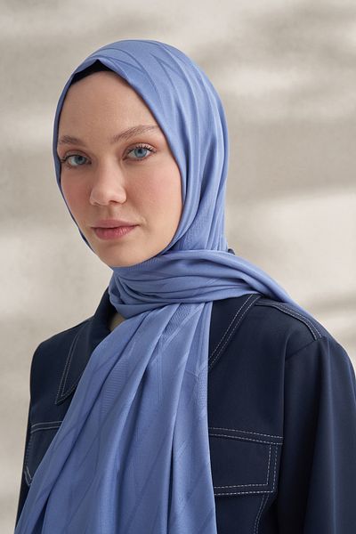 ARMANDA Şal natural mixt consistent cu Indigo Revler