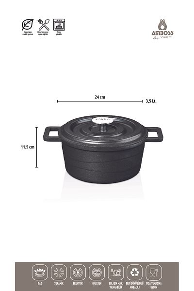 Amboss 7 Piece Copper Cast Pot Set (Black)