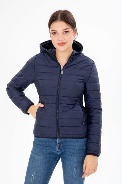 G-FOX Women's Quilted Seasonal Puffer Jacket Fixed Hooded Full Length Zippered 8398