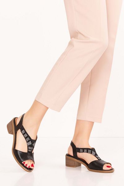 Gondol Medium Heeled Genuine Leather Women's Sandals - Stylish and Casual - Anl.2690