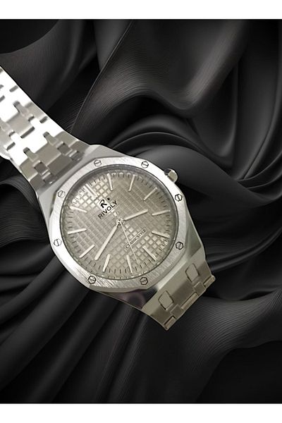 Rivoly Men's Stainless Steel Analog Quartz Watch, Easy to Read, Fashion Design, Water Resistant
