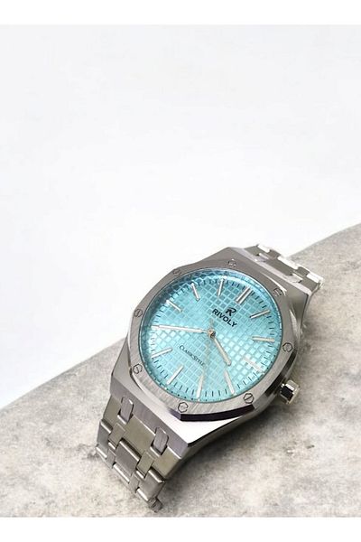 Rivoly Men's Stainless Steel Analog Quartz Watch, Easy to Read, Fashion Design, Water Resistant