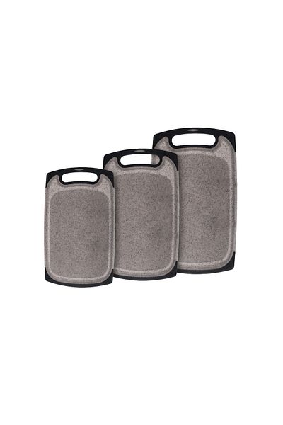 HIC Cutting Board Set Silicone Handle 3 Pcs Black Colorr