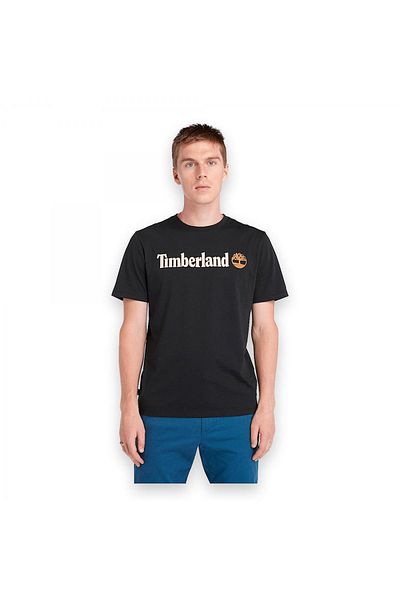 Timberland Tb0A5Upq Men's Linear Logo Sleeve Black T-Shirt