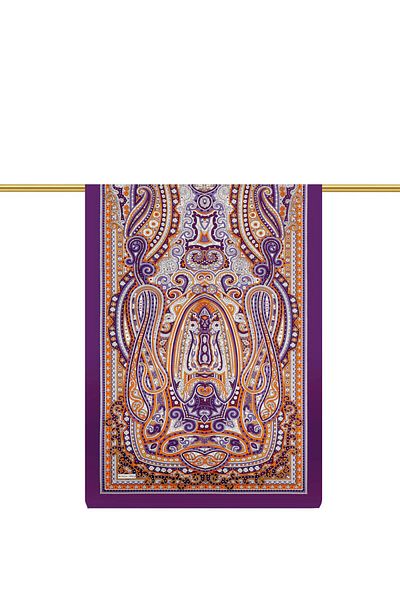 Bursa İpek Purple Marrakech Pattern Sura Silk Shawl