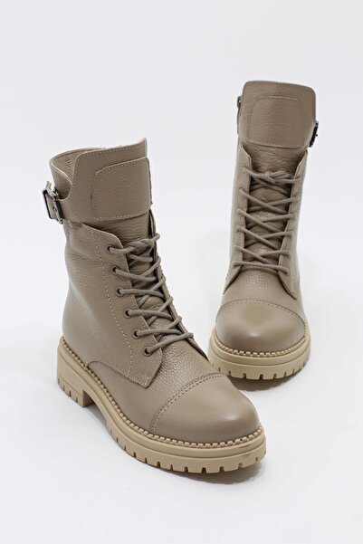 lizel ARDEN VİZON RENK GERÇEK DERİ KADIN POSTAL BOT