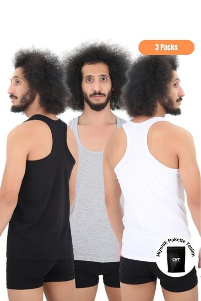 CNT Men's 3-Piece Full Lycra Rambo Sports Tank Top