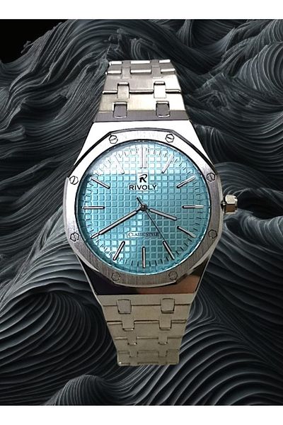 Rivoly Men's Stainless Steel Analog Quartz Watch, Easy to Read, Fashion Design, Water Resistant