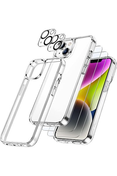 Evax (5'i 1 ARADA) iPhone 13 Uyumlu 1 Şeffaf Kılıf + 2 Ekran Koruyucu + 2 Kam...